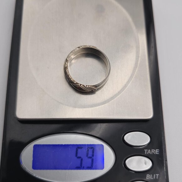 Size 9.75 Sterling Silver & 18kt Gold Unique Pattern Ring A2105 - Picture 8 of 8